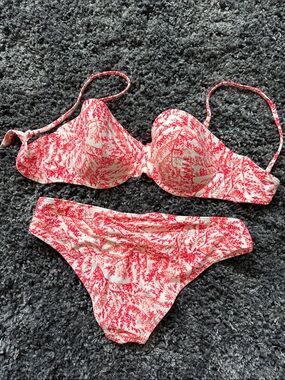 Old Navy Orange and White Bikini- Size Large